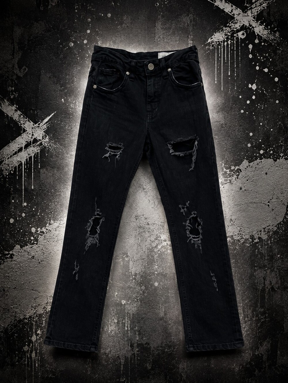 Distressed Evolutuon Brand Black Kids Jeans